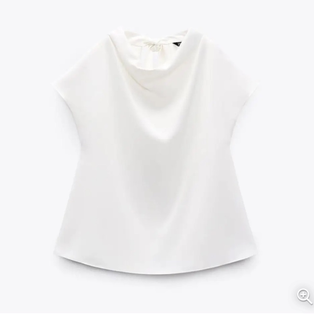 Zara, S, worn once, BOW TOP, White Satin, Off-white, Reference 0193802325101